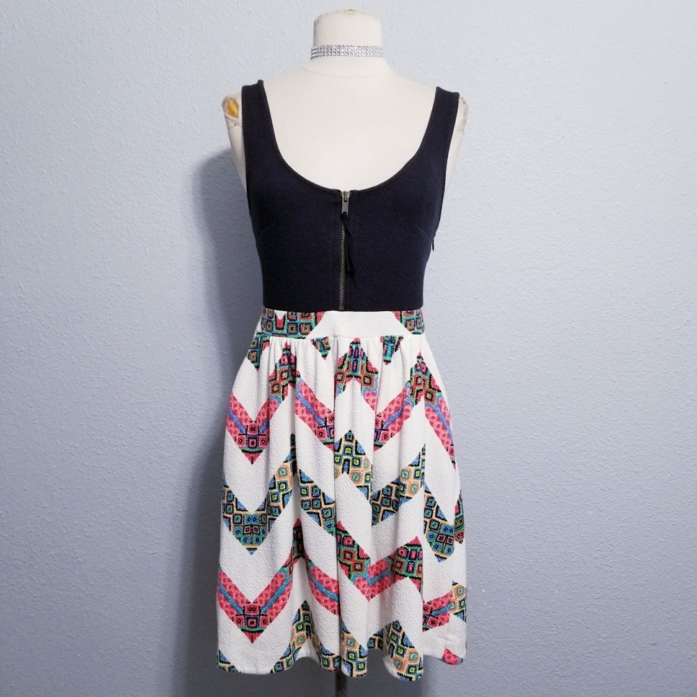 Maeve Black and Multicolor Patterned Dress